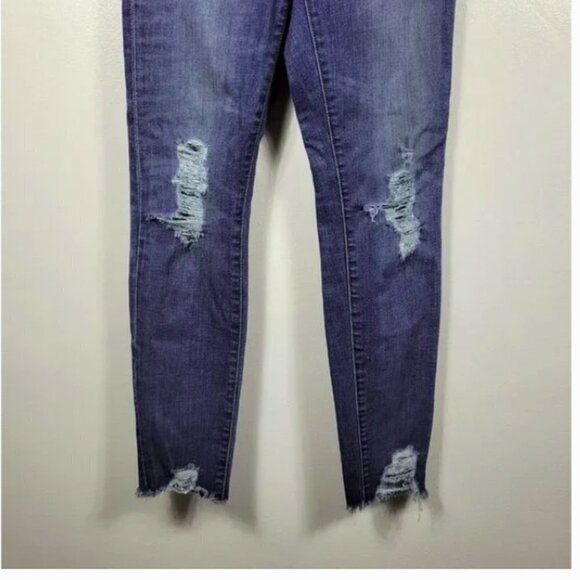Madewell Women Blue 9 High Rise Skinny Destructed Destroyed Ankle Jeans Size 25 - Picture 5 of 12